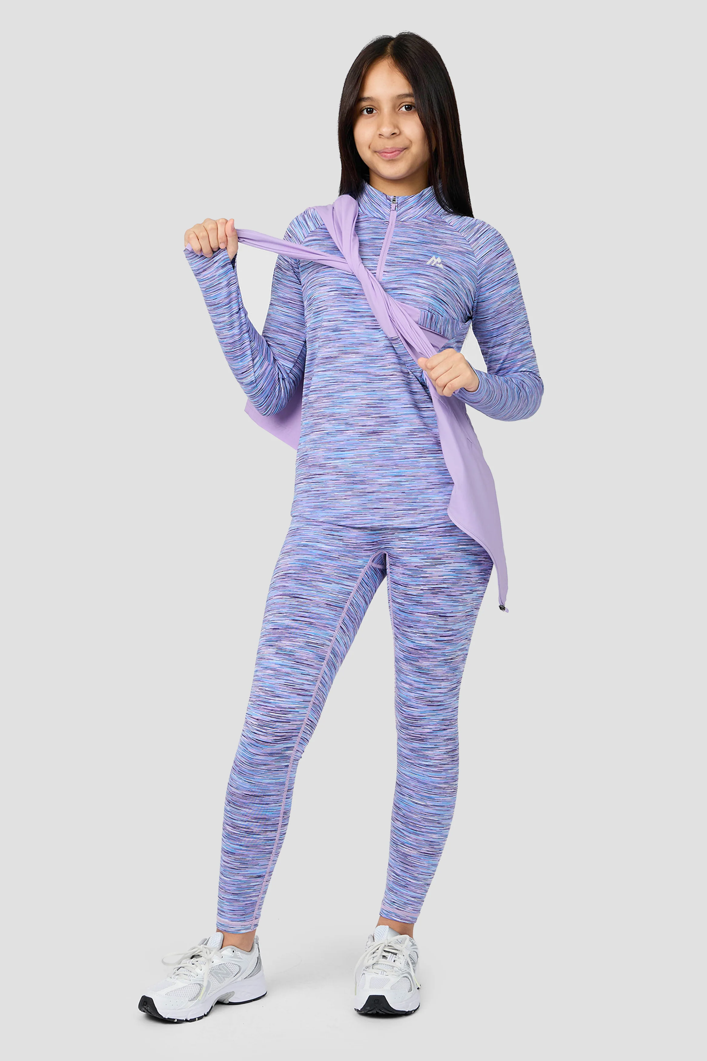 Girls Trail 1/4 Zip - Lilac/Blue/White - Image 5